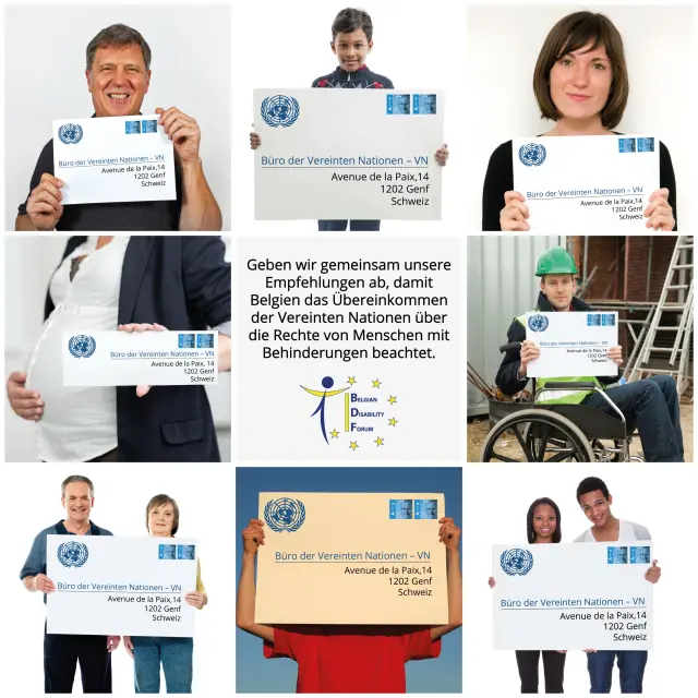 Bild : Geben wir gemeinsam unsere Empfehlungen ab, damit Belgien das Übereinkommen der Vereinten Nationen über die Rechte von Menschen mit Behinderungen beachtet. - Bild vergrößern