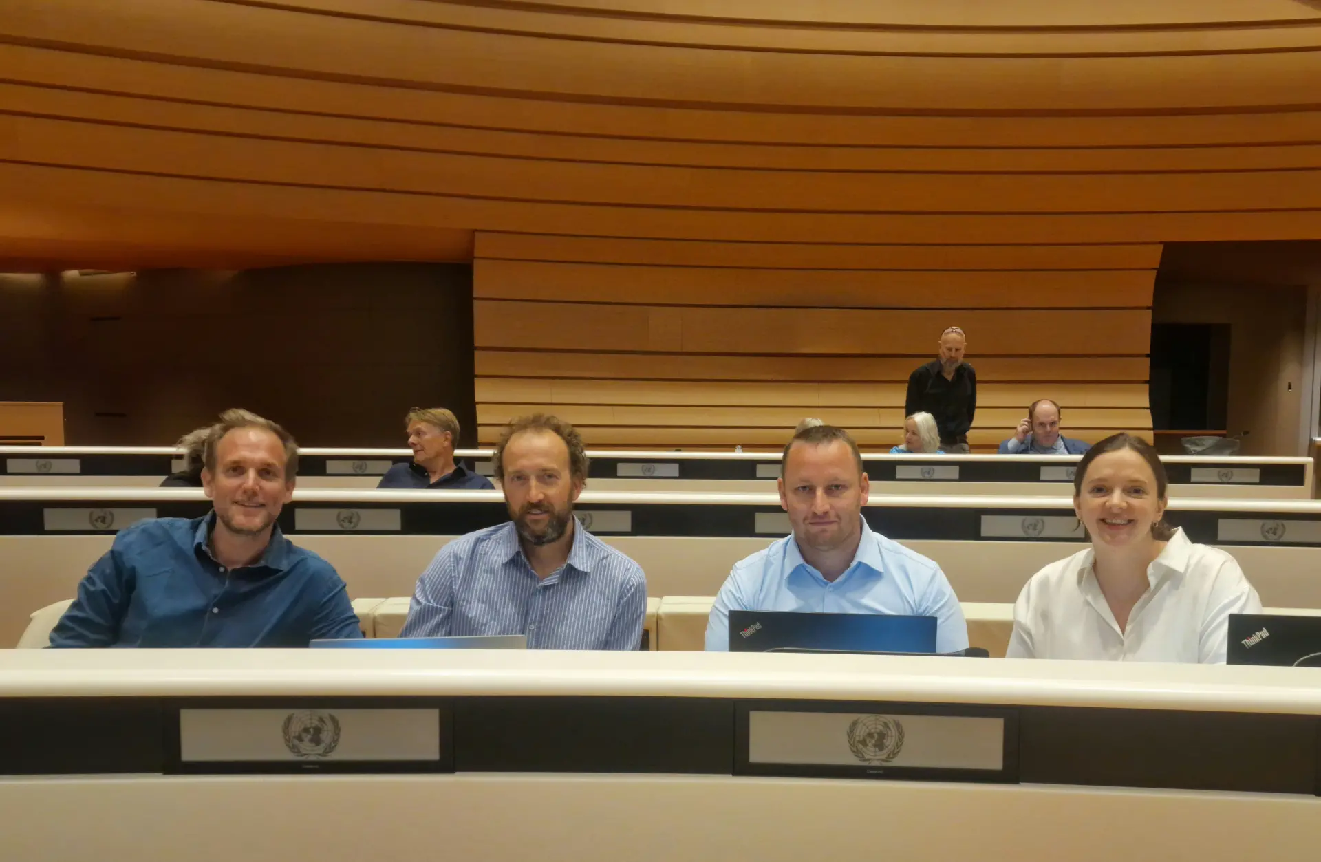 Les délégués du BDF : Thomas Dabeux, Mathieu Angelo, Maarten Ruymen, Charlotte Aelbrecht